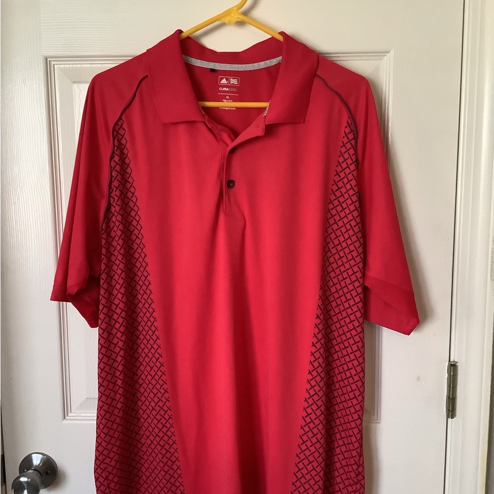Adidas Red Polo Shirt with Black Pattern